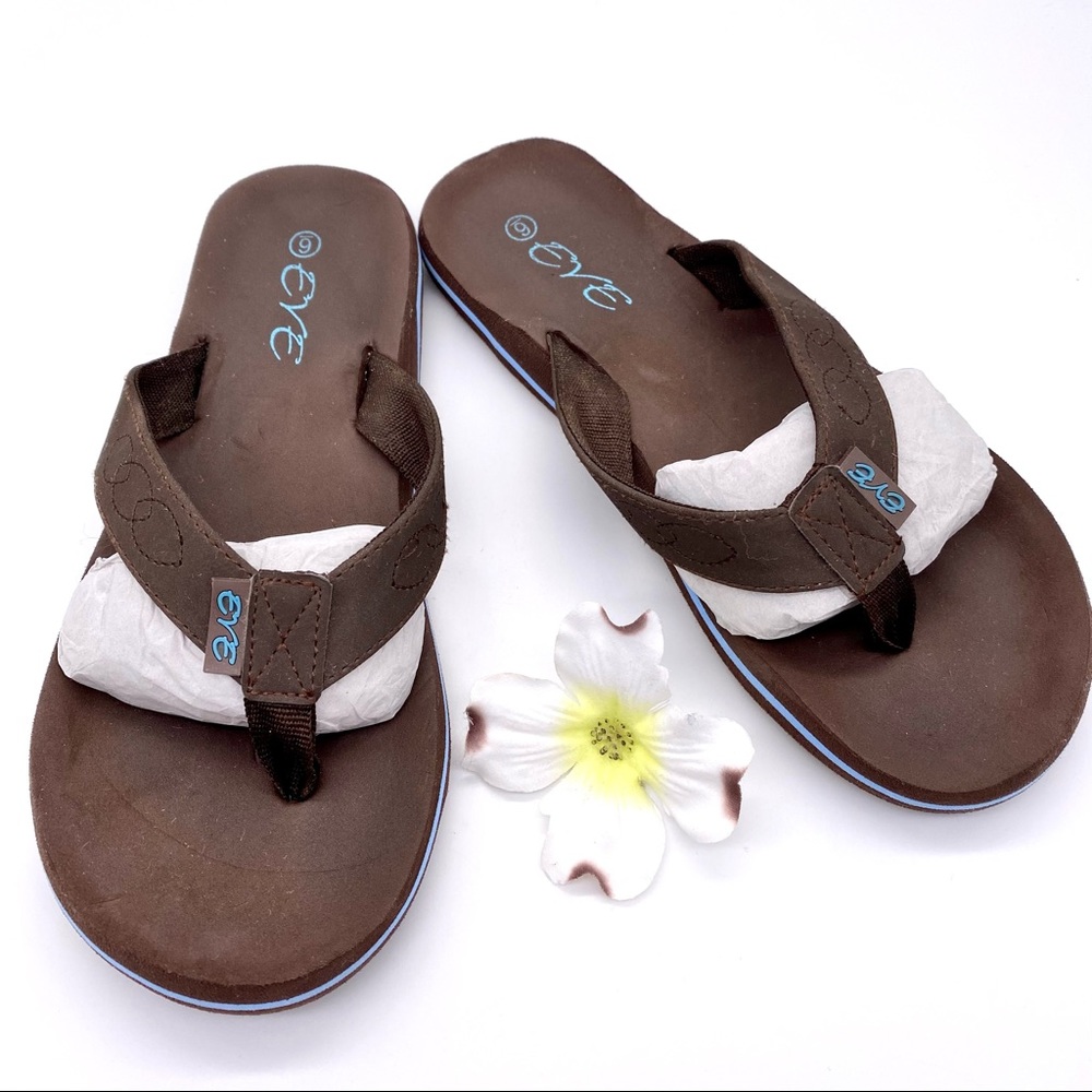 EUC Eve Brown Foam Sole Flip Flops, 6